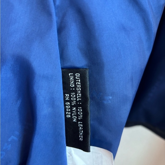 Vintage Wilsons Leather Dark Blue Double Breasted Waist Length Blazer  Jacket L - Picture 8 of 10